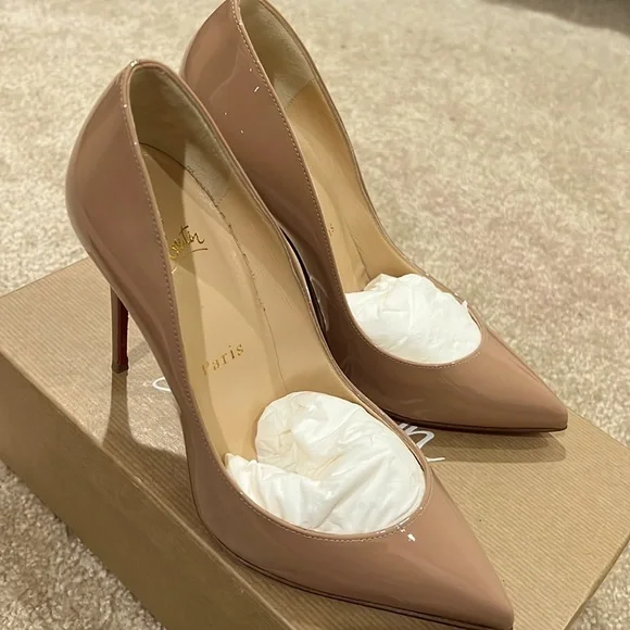 Christian Louboutin, Pigalle 100, Nude, shiny leather - Picture 4 of 17